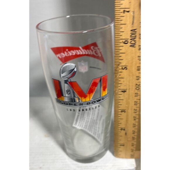 Super Bowl LVI Los Angeles Clear Glass With Original Box Budweiser Football - Picture 8 of 9